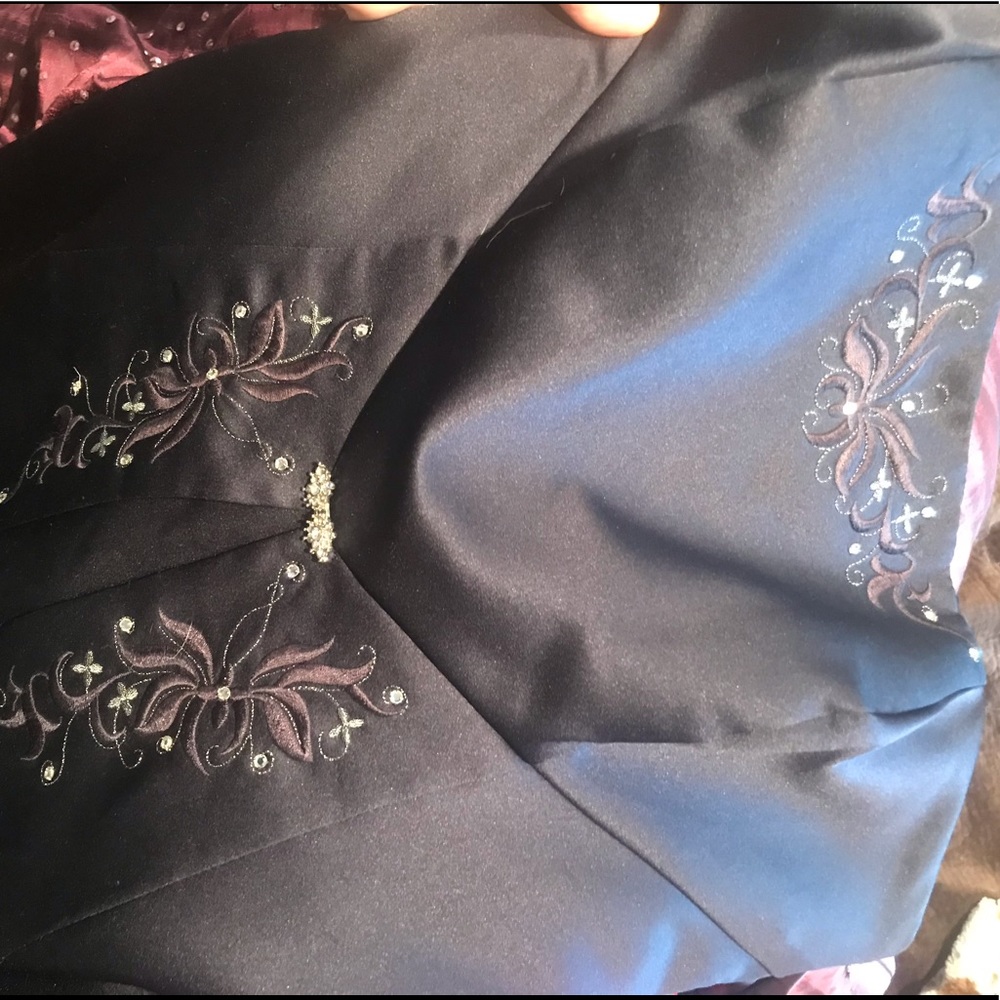 Navy Blue Full length strapless dress